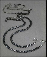 Bra Straps - Two-row Crystal Chain Strap - Black